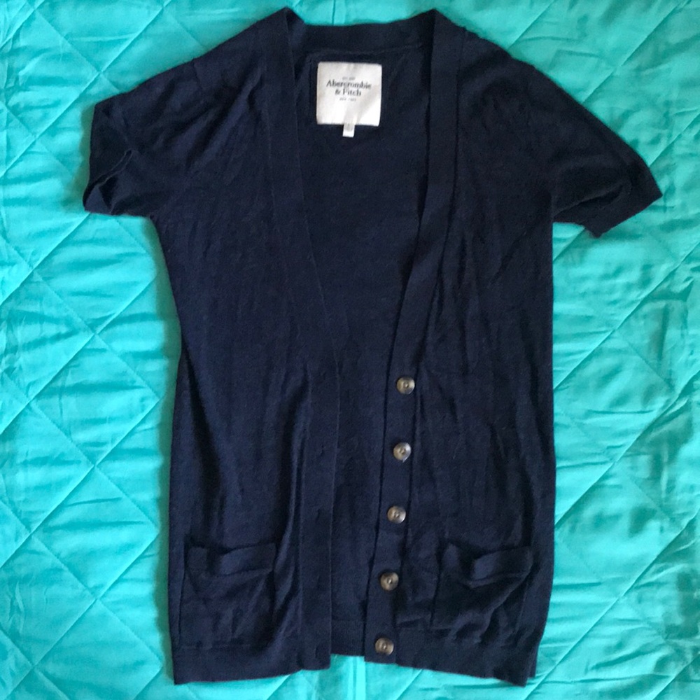 Navy Short Sleeve Cardigan